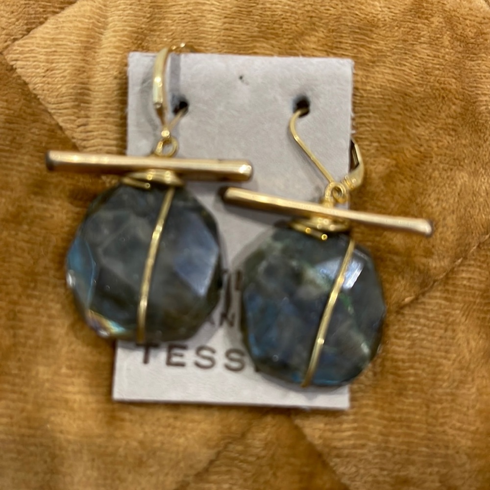 Taylor and Tessier gold and jade earrings NWT